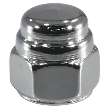 Midwest Fastener Flattened Head Cap Nut, 3/8"-24, Steel, Chrome Plated, 10 PK 30173
